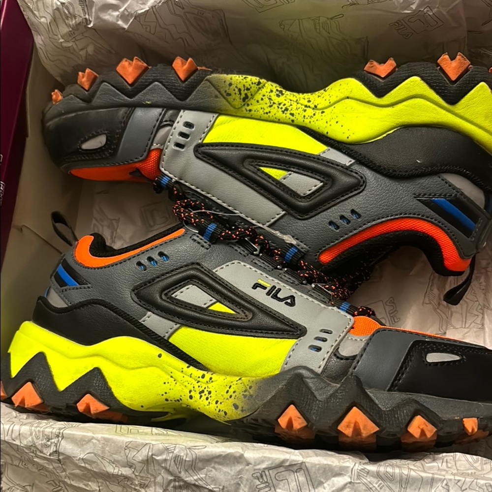 Fila Yellow and Gray Sneakers with Rugged Tread